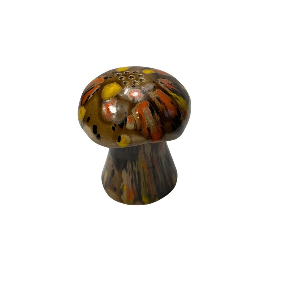 Vintage Pottery Arnels Mushroom Shaker Hand Painted Signed Ceramic MCM Boho 70's